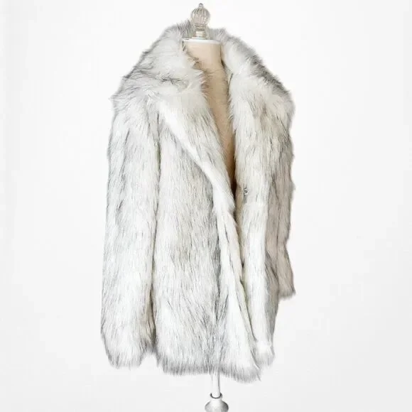 Vintage Y2K White Faux Fur Teddy Bear Style Fluffy Coat Jacket Size M - Picture 6 of 8